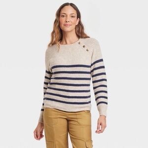 Knox Rose Crewneck Striped Pullover Sweater